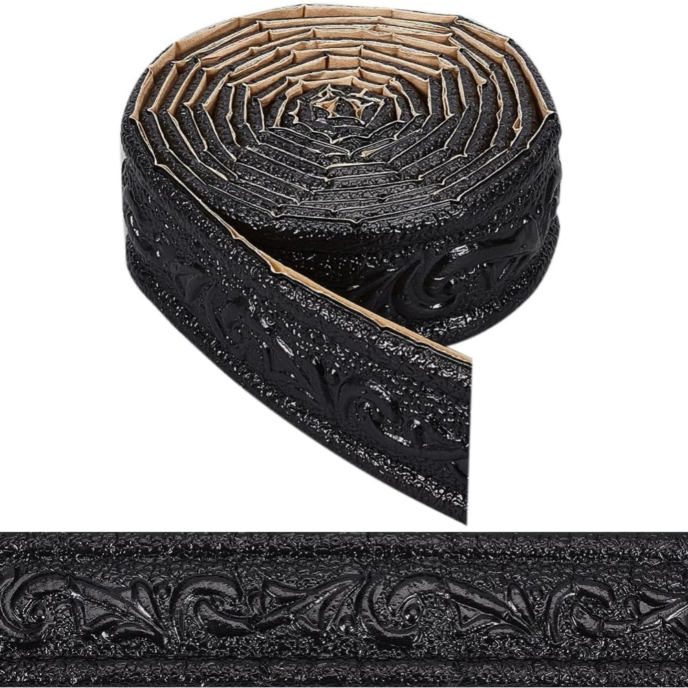 Baseboard Molding Trim - 90x18in Peel Stick Foam Molding Black
